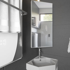 Eastbrook 12.8'' W 24.2'' H Corner Mount Frameless Medicine Cabinet with Mirror and 3 Fixed Shelves