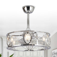 Load image into Gallery viewer, 22&quot; Modern Chrome Downrod Mount Reversible Crystal Fandelier Ceiling Fan with Lighting and Remote Control
