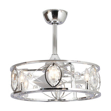 Load image into Gallery viewer, 22&quot; Modern Chrome Downrod Mount Reversible Crystal Fandelier Ceiling Fan with Lighting and Remote Control
