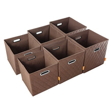 Load image into Gallery viewer, Brown Faux Leather Storage Bin Set (Set of 6)
