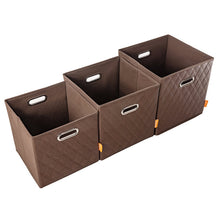 Load image into Gallery viewer, Brown Faux Leather Storage Bin Set (Set of 6)
