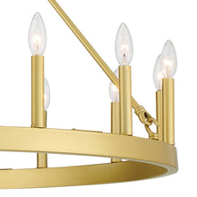 Load image into Gallery viewer, Satin Brass Finchley 15 - Light Dimmable Wagon Wheel Chandelier
