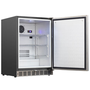 24 inch Commercial Grade 5.12 cu. ft. Indoor Undercounter Fridge with Stainless Steel Reversible