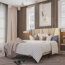 Load image into Gallery viewer, Heid Upholstered Platform Bed with Wingback Headboard, Queen
