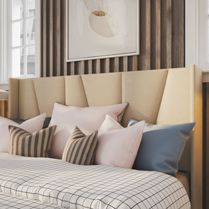 Heid Upholstered Platform Bed with Wingback Headboard, Queen
