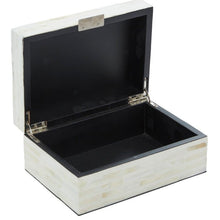 Load image into Gallery viewer, Distressed White Keifer 2 Piece Mother of Pearl Handmade Box with Hinged Lid Set, 12&quot;, 8&quot;W
