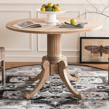 Load image into Gallery viewer, Rustic Natural Kerwin Drop Leaf Solid Wood Pine Pedestal Dining Table
