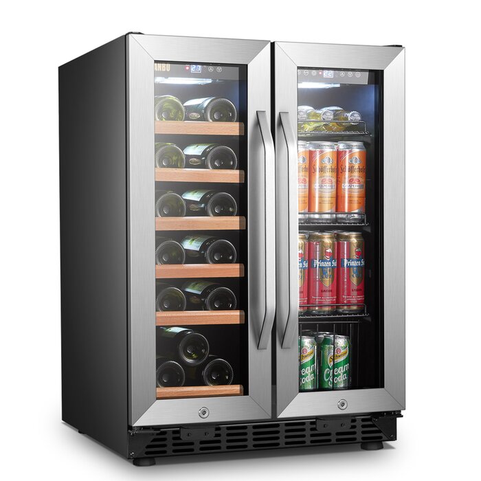 Freestanding Refrigeration 23.4'' width 18 Bottle and 55 Can Dual Zone Freestanding/Built-In Wine & Beverage Refrigerator