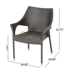 Load image into Gallery viewer, SET OF 4 Dark Brown Licet Wicker Outdoor Stackable Dining Armchair

