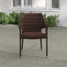 Load image into Gallery viewer, SET OF 4 Dark Brown Licet Wicker Outdoor Stackable Dining Armchair
