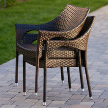 Load image into Gallery viewer, SET OF 4 Dark Brown Licet Wicker Outdoor Stackable Dining Armchair
