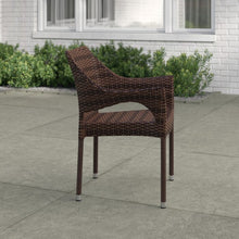 Load image into Gallery viewer, SET OF 4 Dark Brown Licet Wicker Outdoor Stackable Dining Armchair
