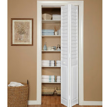 Load image into Gallery viewer, 27.75&quot; x 80&quot; Louvered PVC/Vinyl Bi-Fold Doors
