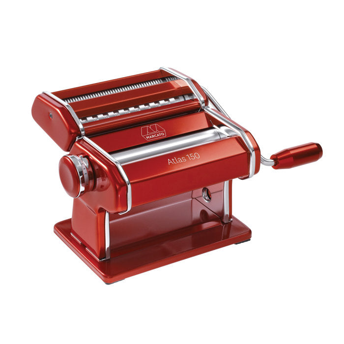 Atlas Pasta Machine, Made In Italy, Red, Includes Pasta Cutter, Hand Crank