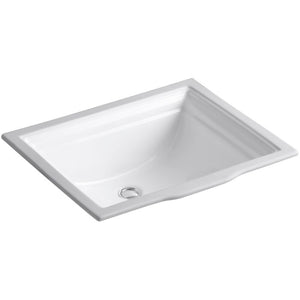 Vitreous China Rectangular Undermount Bathroom Sink with Overflow