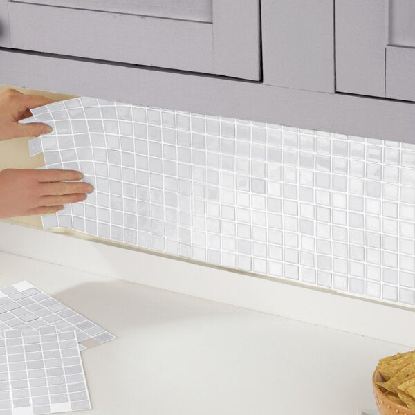 White Mosaic Gel Peel & Stick Mosaic Tile