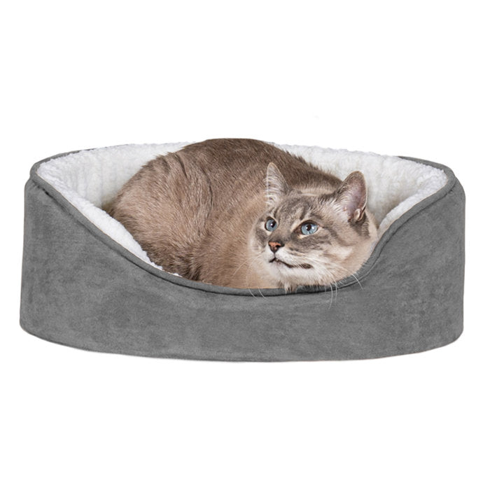 Orthopedic Sherpa/Suede Oval Pet Bed