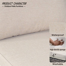 Load image into Gallery viewer, Outdoor High-back Wicker Sectional Ottoman Set - Beige
