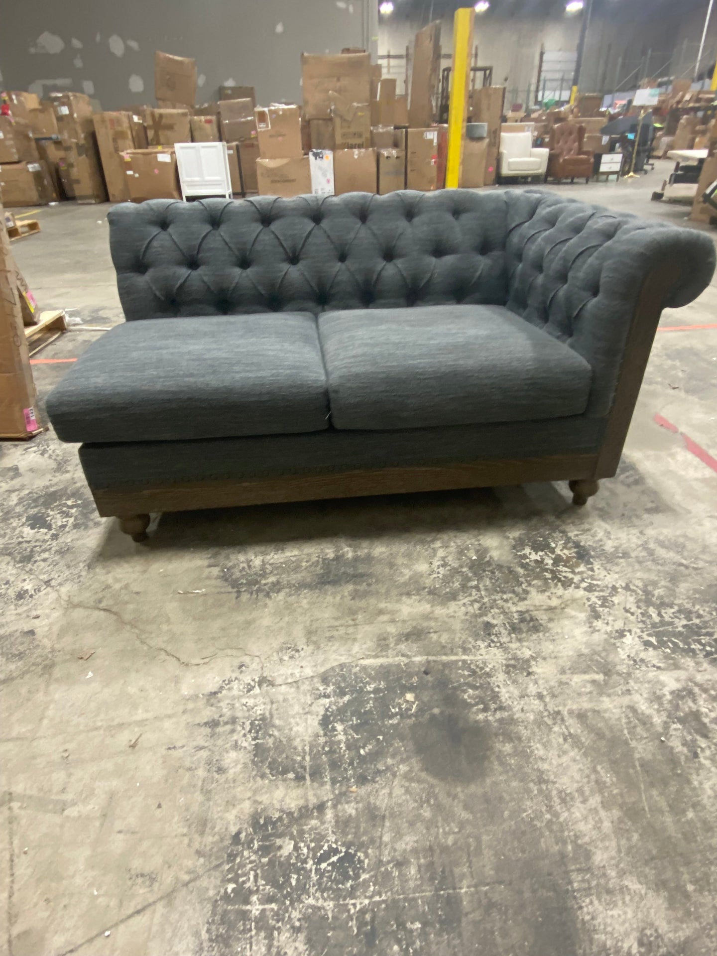 Charcoal Tufted Armless Chaise,