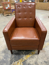 Load image into Gallery viewer, Caramel Brown Push Back Faux Leather Recliner

