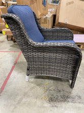 Load image into Gallery viewer, Joyoung Gray 2-Piece Wicker Outdoor Patio Sectional Conversation Seating Set with Denim Blue Cushions
