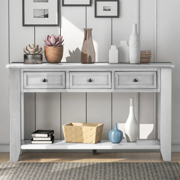 White Console Table Solid Wood