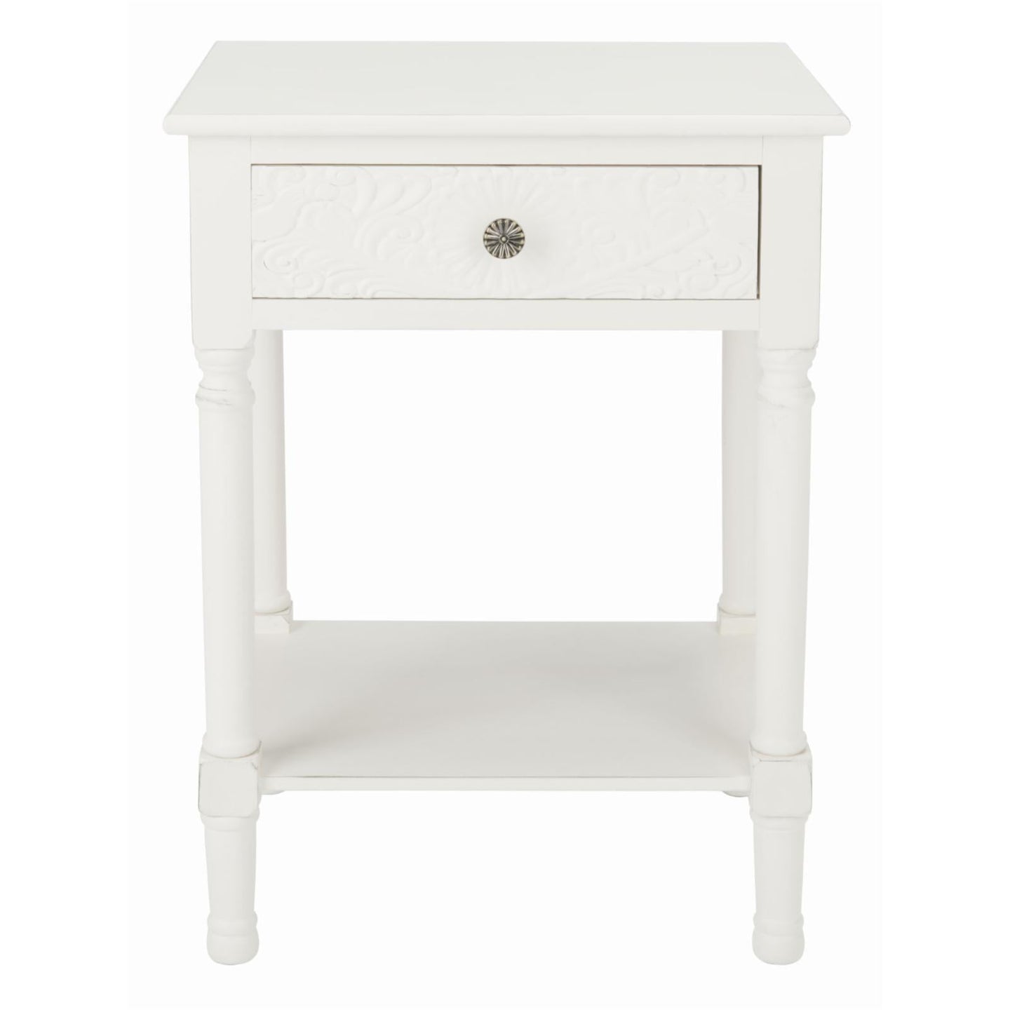 Josie 1-Drawer Accent Table Distressed White