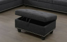 Load image into Gallery viewer, Fabric Ottoman-Dark Gray

