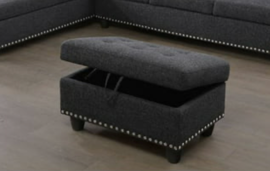 Fabric Ottoman-Dark Gray