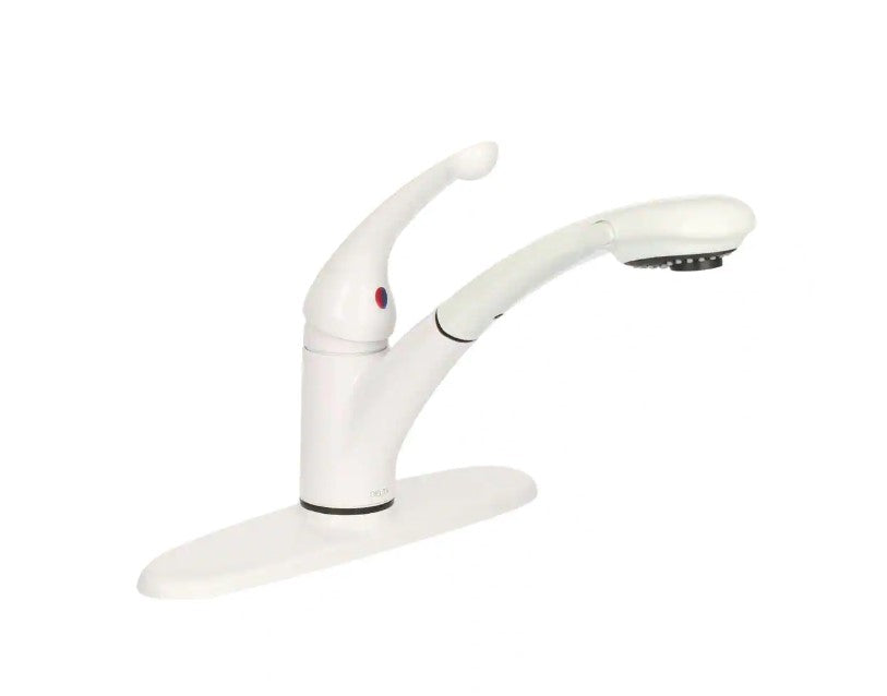 Signature Single-Handle Pull-Out Sprayer Kitchen Faucet in White
