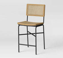 Load image into Gallery viewer, Errol Cane and Wood Counter Height Barstool with Metal Legs Natural
