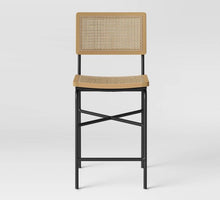 Load image into Gallery viewer, Errol Cane and Wood Counter Height Barstool with Metal Legs Natural
