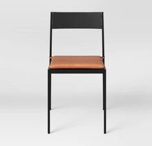 Load image into Gallery viewer, Clion Metal Dining Chair Black/Caramel Faux Leather
