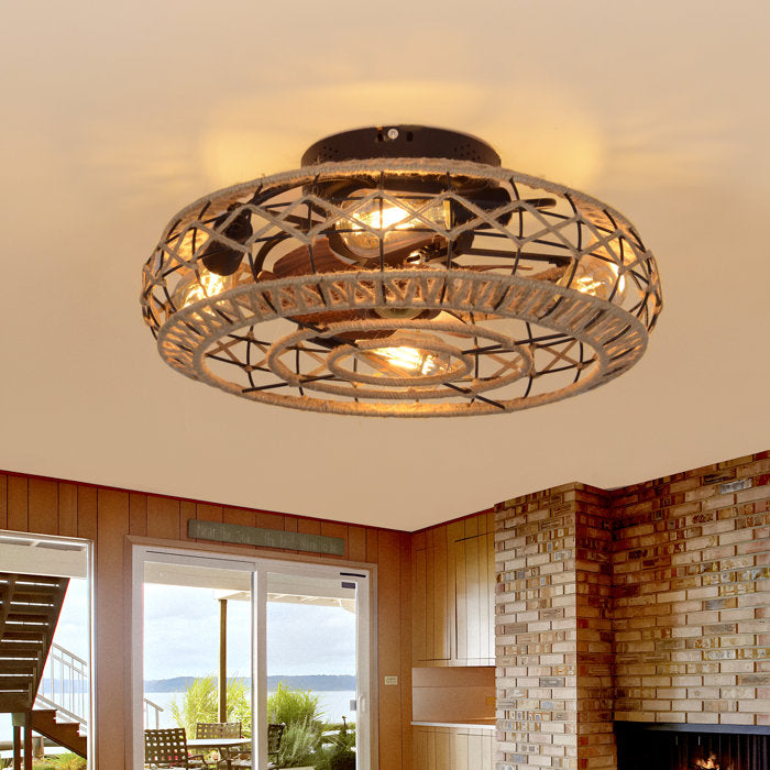 Shafeen Caged Ceiling Fan with Remote Control – Salvage & Co Fishers