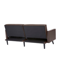 Load image into Gallery viewer, Sprague Faux Leather Tuxedo Arm Sofa with Convertible Sofa Bed
