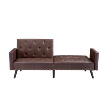 Load image into Gallery viewer, Sprague Faux Leather Tuxedo Arm Sofa with Convertible Sofa Bed
