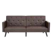 Load image into Gallery viewer, Sprague Faux Leather Tuxedo Arm Sofa with Convertible Sofa Bed
