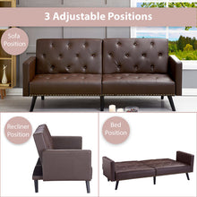 Load image into Gallery viewer, Sprague Faux Leather Tuxedo Arm Sofa with Convertible Sofa Bed

