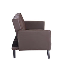Load image into Gallery viewer, Sprague Faux Leather Tuxedo Arm Sofa with Convertible Sofa Bed
