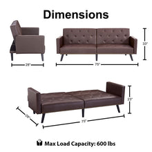 Load image into Gallery viewer, Sprague Faux Leather Tuxedo Arm Sofa with Convertible Sofa Bed
