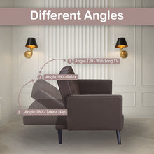 Load image into Gallery viewer, Sprague Faux Leather Tuxedo Arm Sofa with Convertible Sofa Bed
