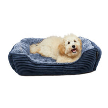 Load image into Gallery viewer, Navy Stahlman Super Plush Corduroy Sherpa Cuddler Pet Bed

