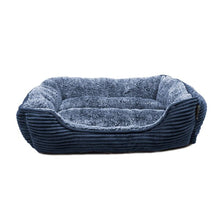 Load image into Gallery viewer, Navy Stahlman Super Plush Corduroy Sherpa Cuddler Pet Bed
