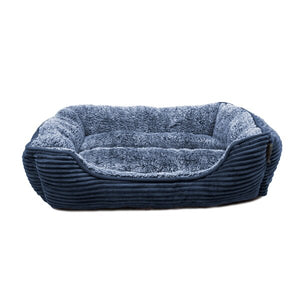 Navy Stahlman Super Plush Corduroy Sherpa Cuddler Pet Bed