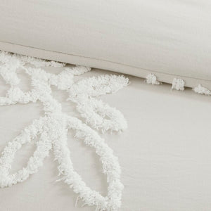 Full/Queen Comforter + 2 Standard Shams Off-White Susie 100% Cotton Comforter Set