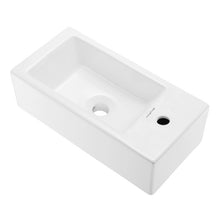 Load image into Gallery viewer, Voltaire Glossy White Ceramic Rectangular Wall Mount Bathroom Sink with Overflow
