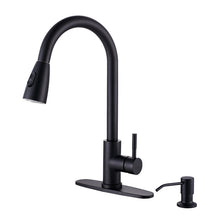 Load image into Gallery viewer, Black Pull Out Kitchen Faucet with Soap Dispenser

