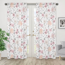 Load image into Gallery viewer, Watercolor Floral Polyester Semi-Sheer Curtain Pair (Set of 2)
