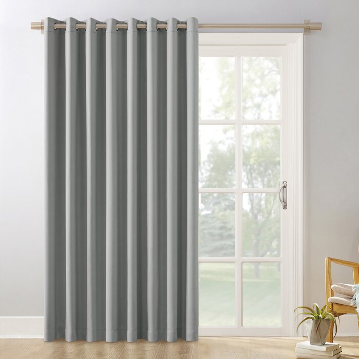 Solid Blackout Thermal Grommet Patio Door Single Curtain Panel