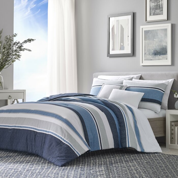 Westport 100% Cotton Comforter Set, King Comforter + 2 King Shams + 2 Throw Pillows